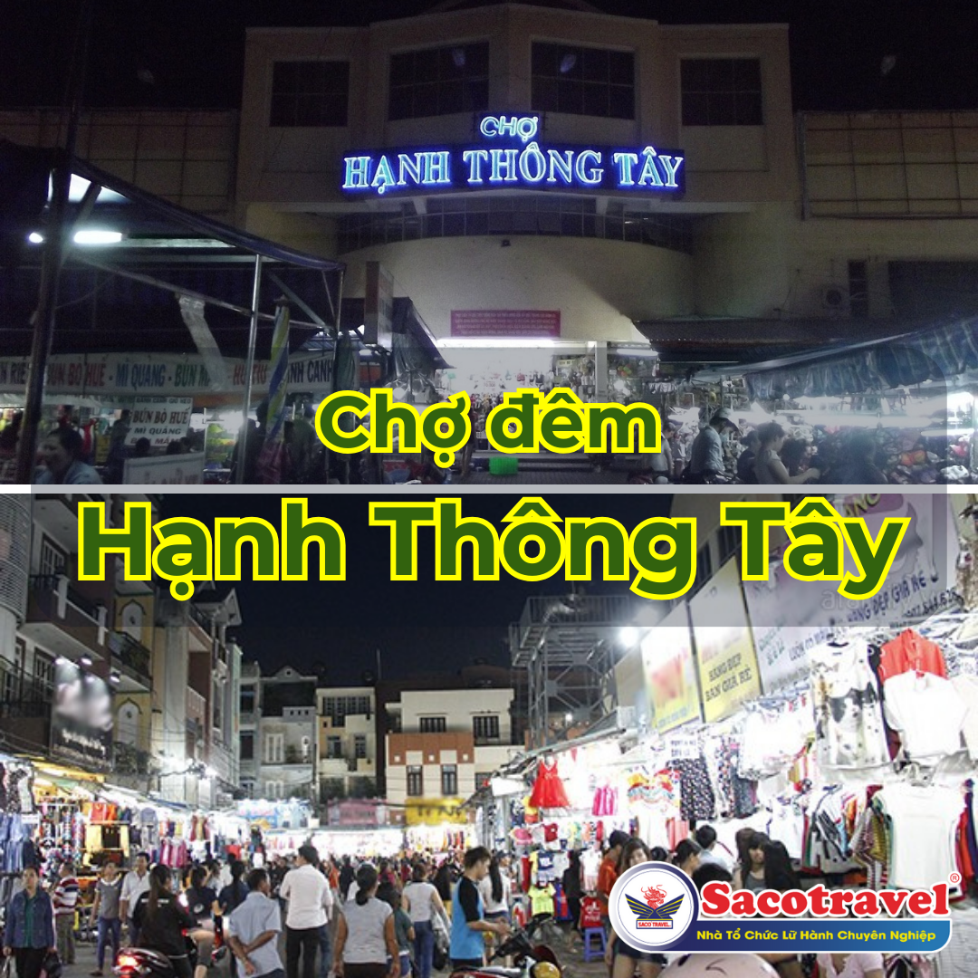 Hình ảnh toàn cảnh Chợ Hạnh Thông Tây tấp nập người mua sắm vào buổi tối trên đường Quang Trung Gò Vấp